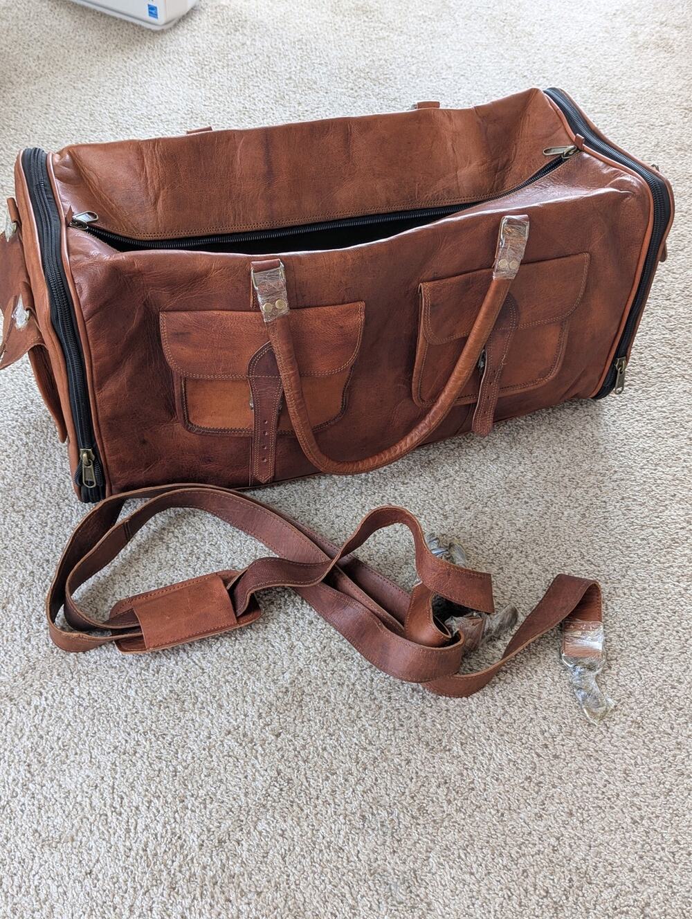Large Leather Duffle Bag for Men, Travel